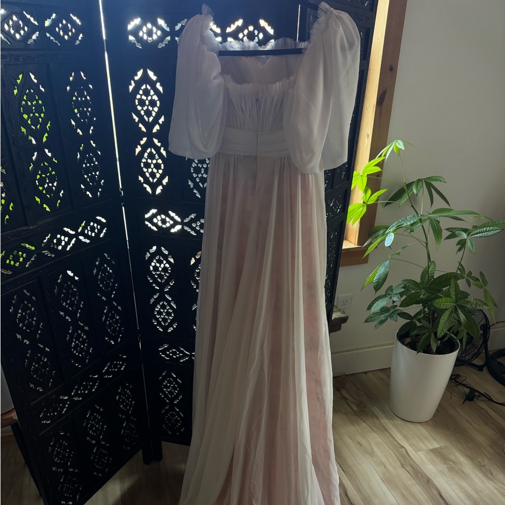 Elegant Pink and White Gown